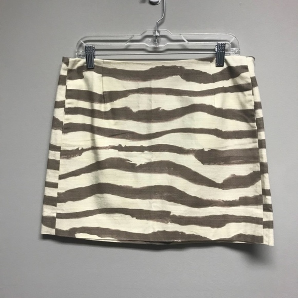J.CREW BROWN & BEIGE TIGER STRIPED MINI SKIRT